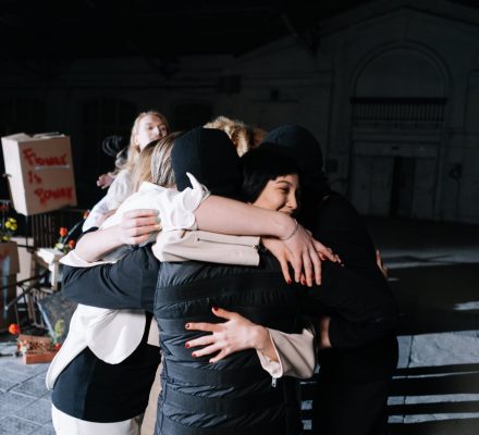 group of people hugging